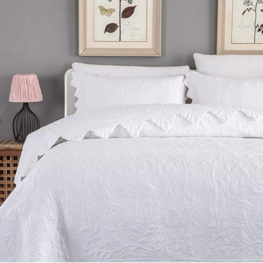 Bedding Set Grey Quilt Set Queen Size 100% Cotton - Picture 3 of 6
